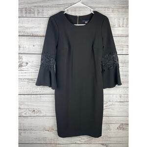 Tommy Hilfiger Black Knee Length Dress Flutter Sleeve 4 Business Witchy Career